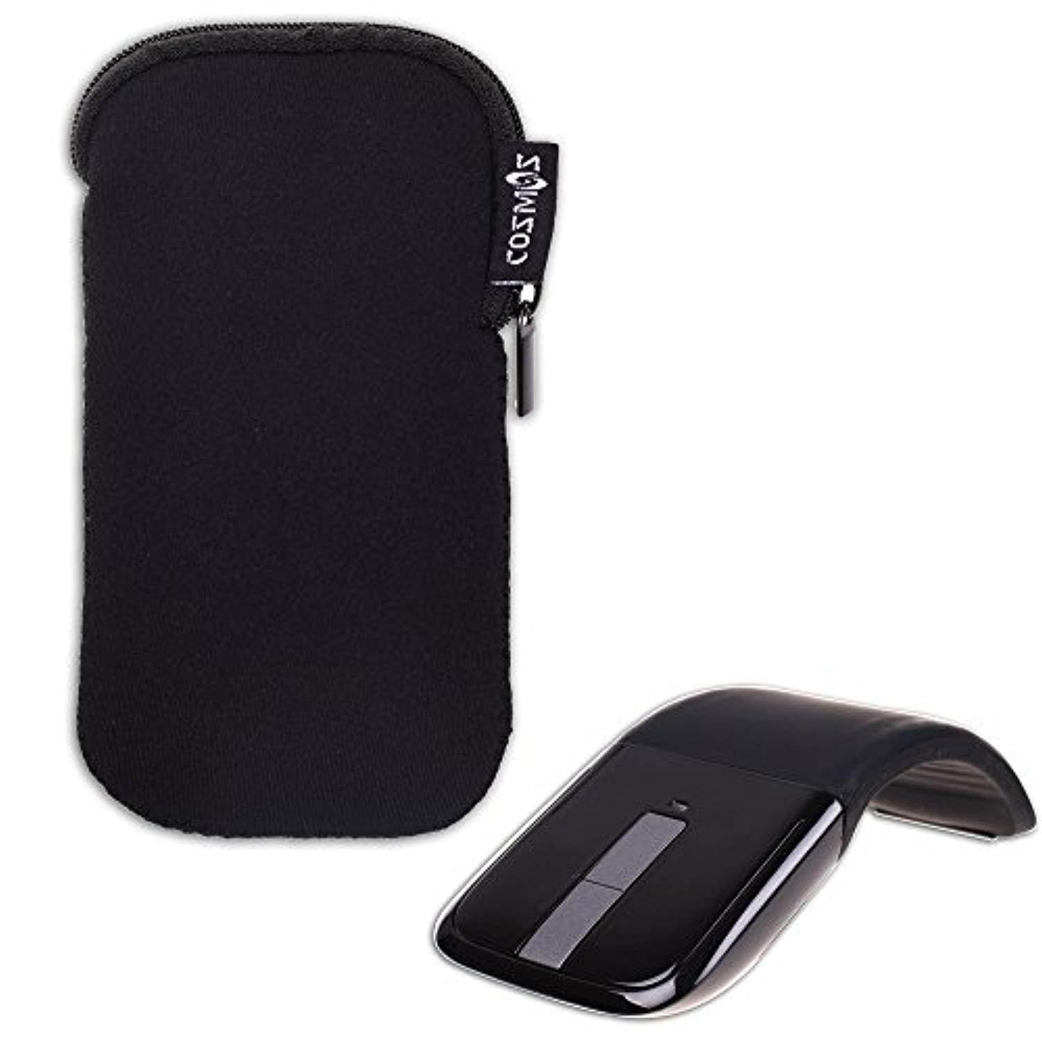 cosmos black neoprene zipper carrying protection sleeve case pouch cover for microsoft arc touch mouse (black)