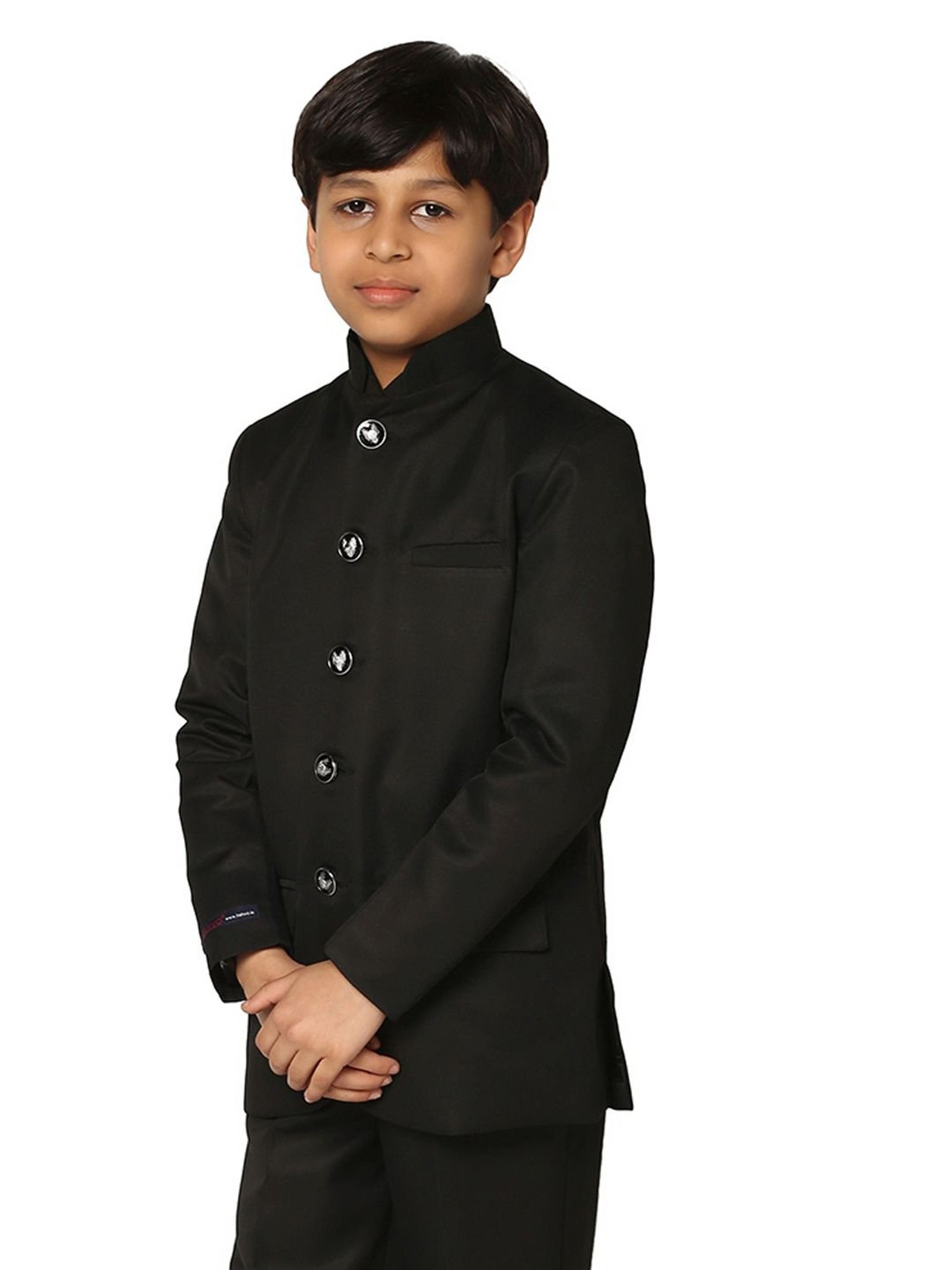 TAHVO Kids Black Slim Fit Full Sleeves Blazer