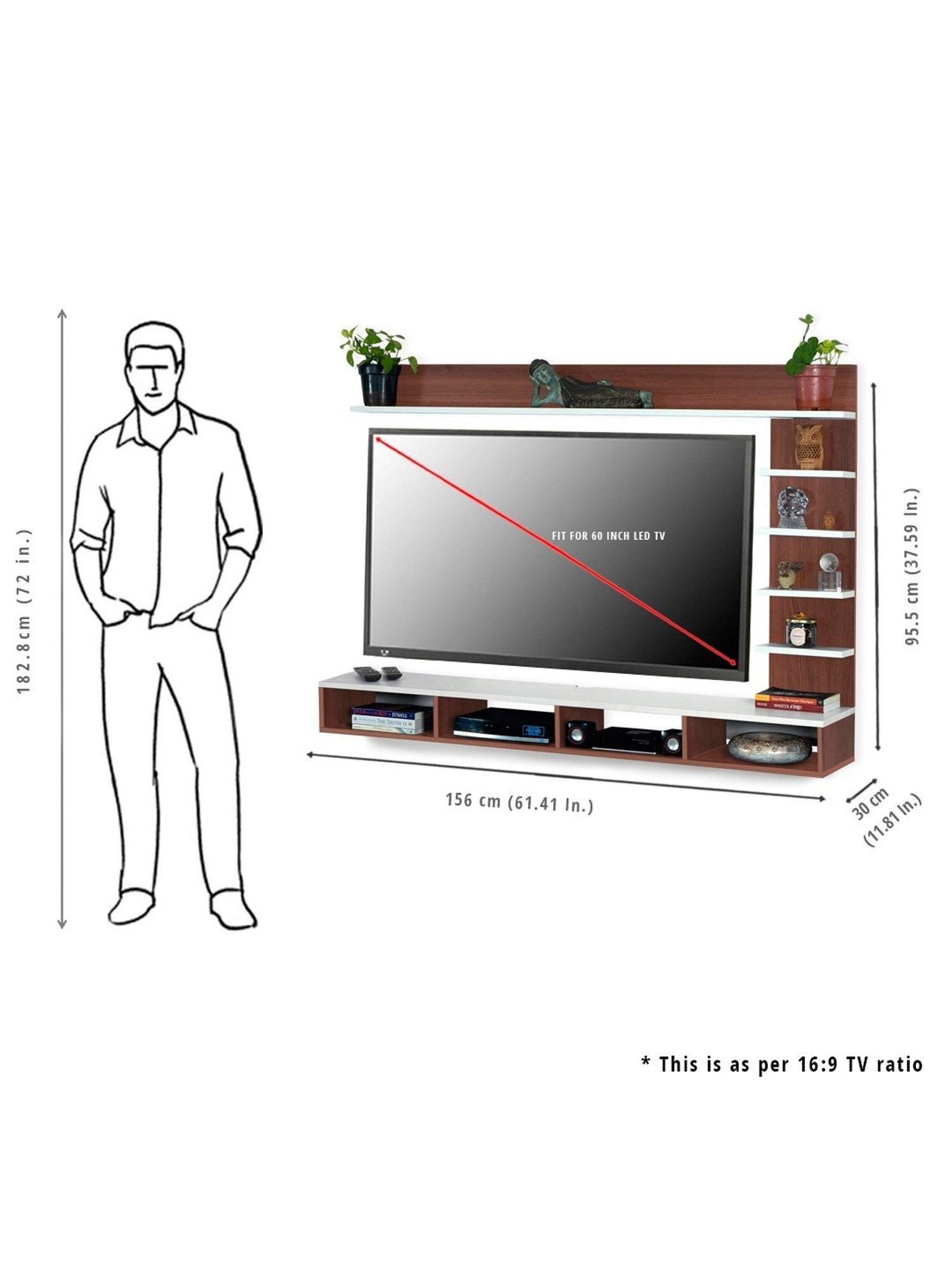 Delite Kom Flex Flowery Wenge & Acacia Dark Engineered Wood TV Entertainment Unit