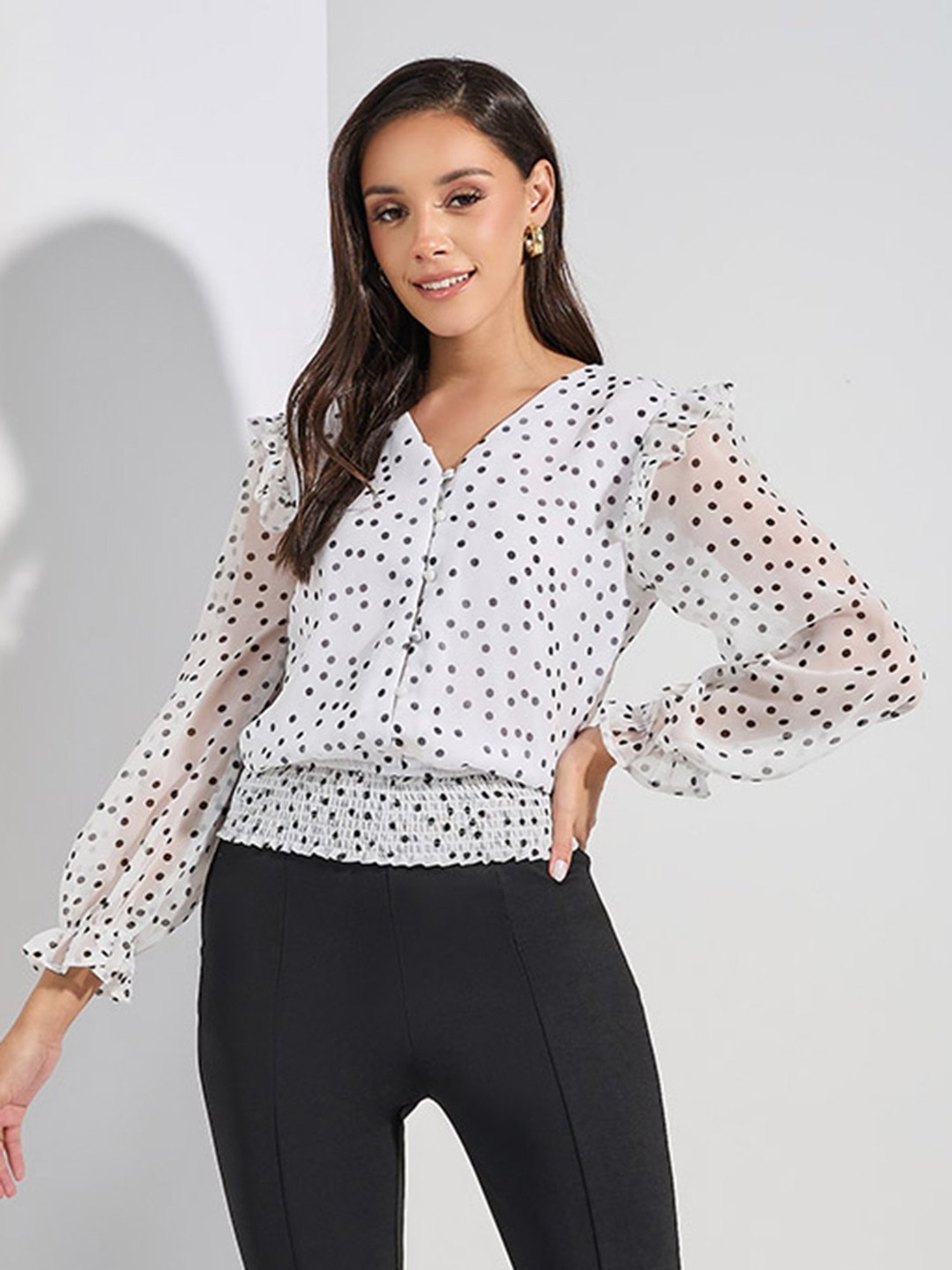 Styli White & Black Printed Top