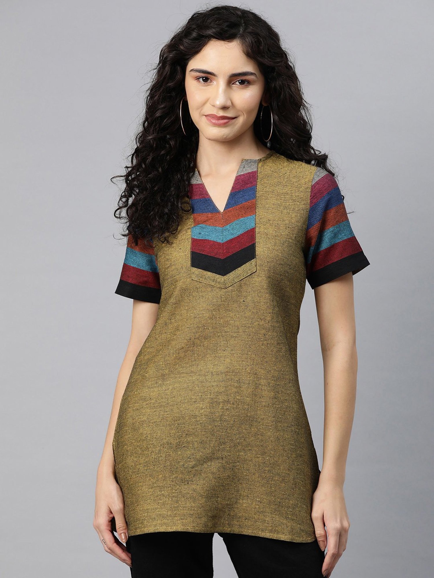 Cottinfab Mustard Cotton Regular Fit Top