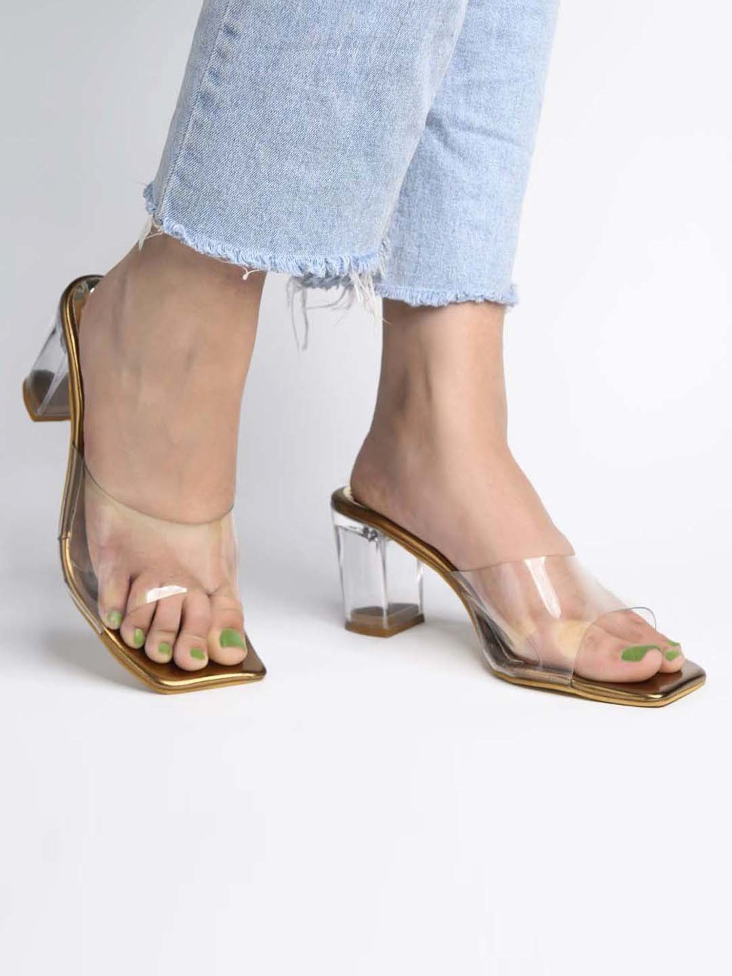 Shoetopia Kids White & Copper Casual Slides