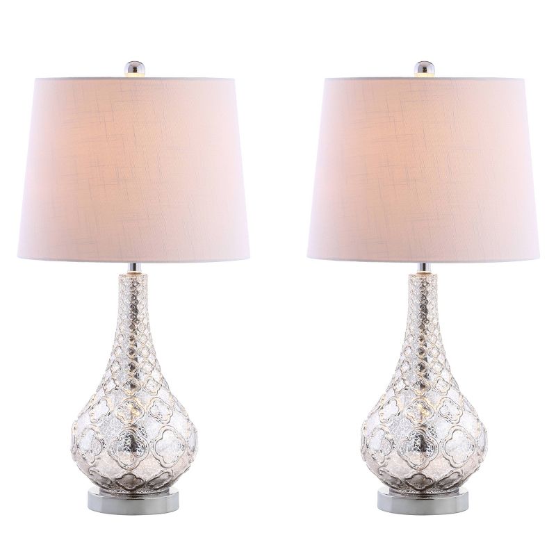 25.5" (Set of 2) Darren Glass Table Lamp (Includes LED Light Bulb) Silver - JONATHAN Y