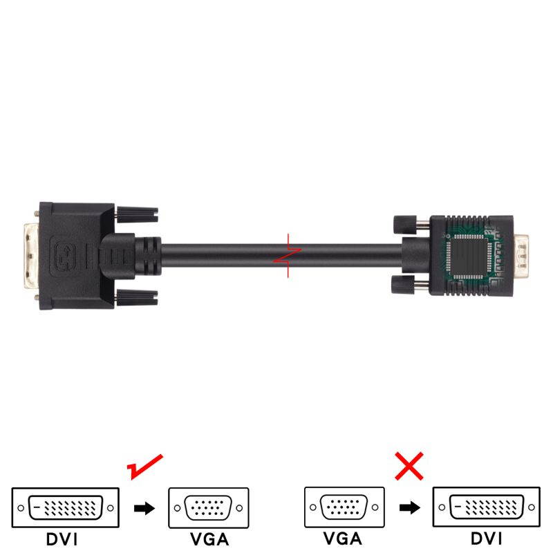A-tech-DVI to VGA Cable 3Ft(1m) DVI 24+1 DVI-D M to VGA Male Gold Plated 1080P With Chip Active Adapter Converter Cable for PC-DVD-Monitor-HDTV-Laptop- Projector