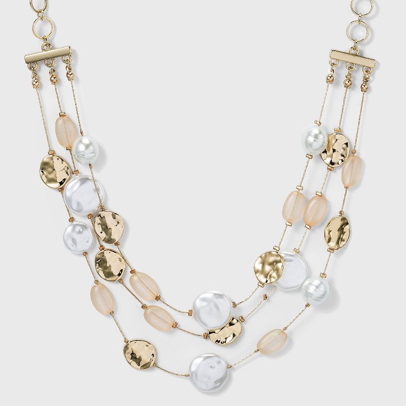 3 Row Pearl Bead Necklace - A New Day™ Pearl