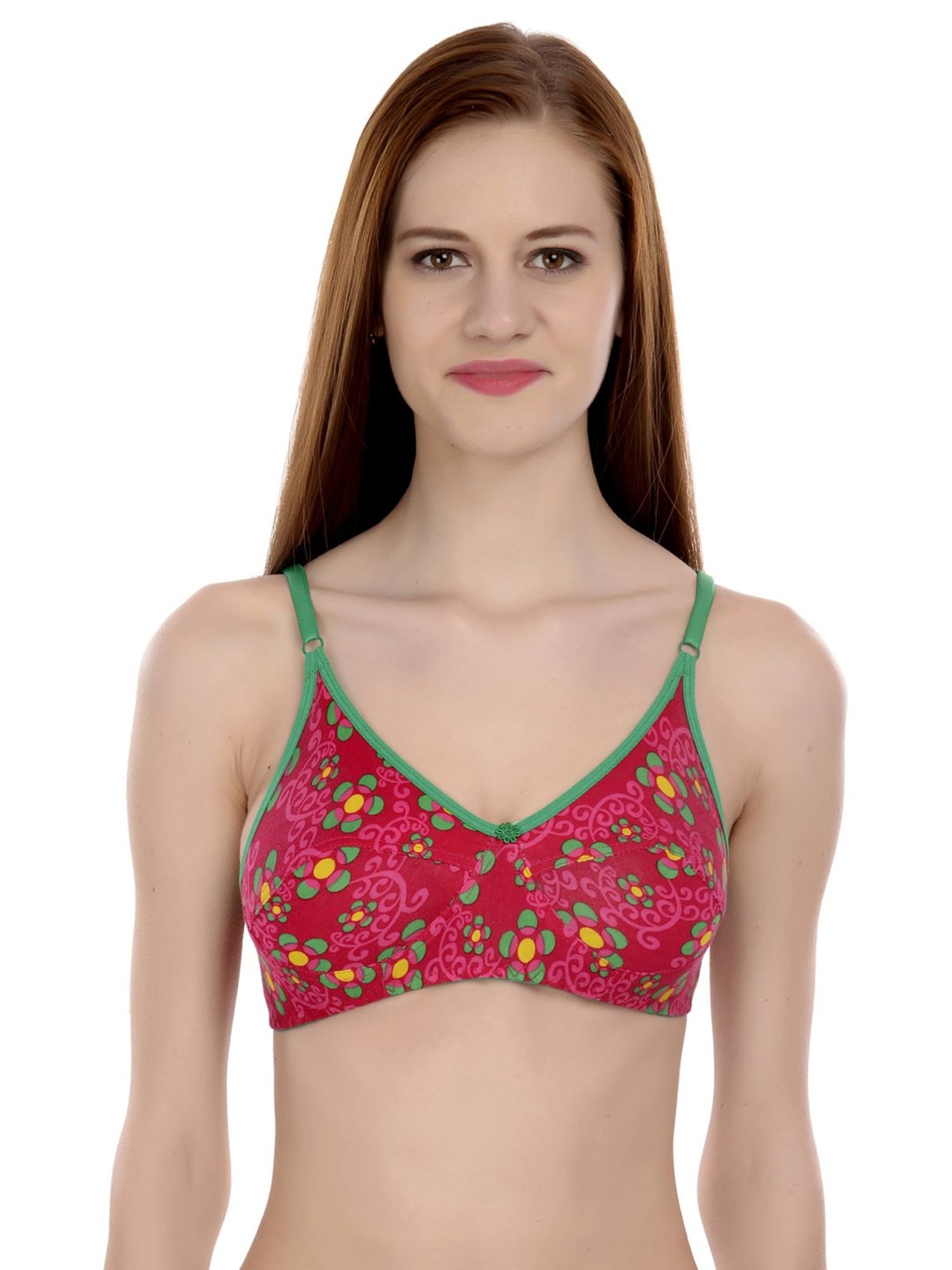 AROUSY Red Cotton Printed Bra Panty Set