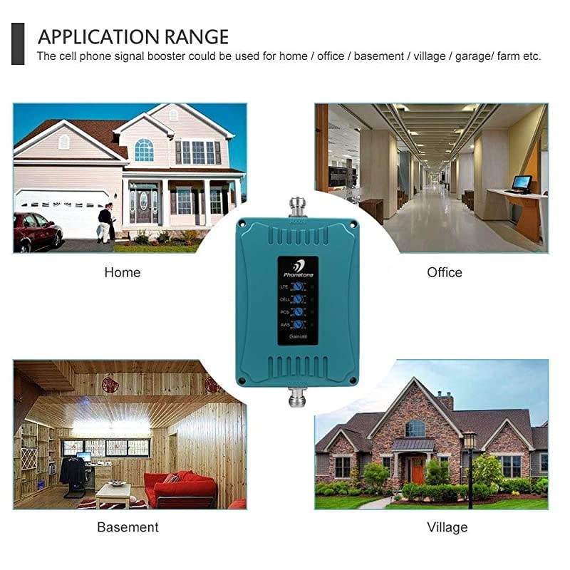 Band Cell Phone Signal Booster Repeater Amplifier for Home and Office - Supports All US Carriers 3G 4G LTE - Band 2/4//12/13/17 Booster and Power Supply Only(Without Antennas)