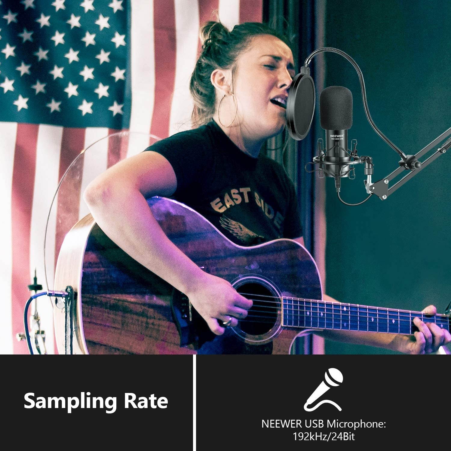 USB Microphone Kit 192KHz/24Bit Plug&Play Cardioid Condenser Mic with Monitor Headphones, Foam Cap, Arm Stand and Shock Mount for Karaoke/YouTube/Gaming Record/Podcasts/Singing etc