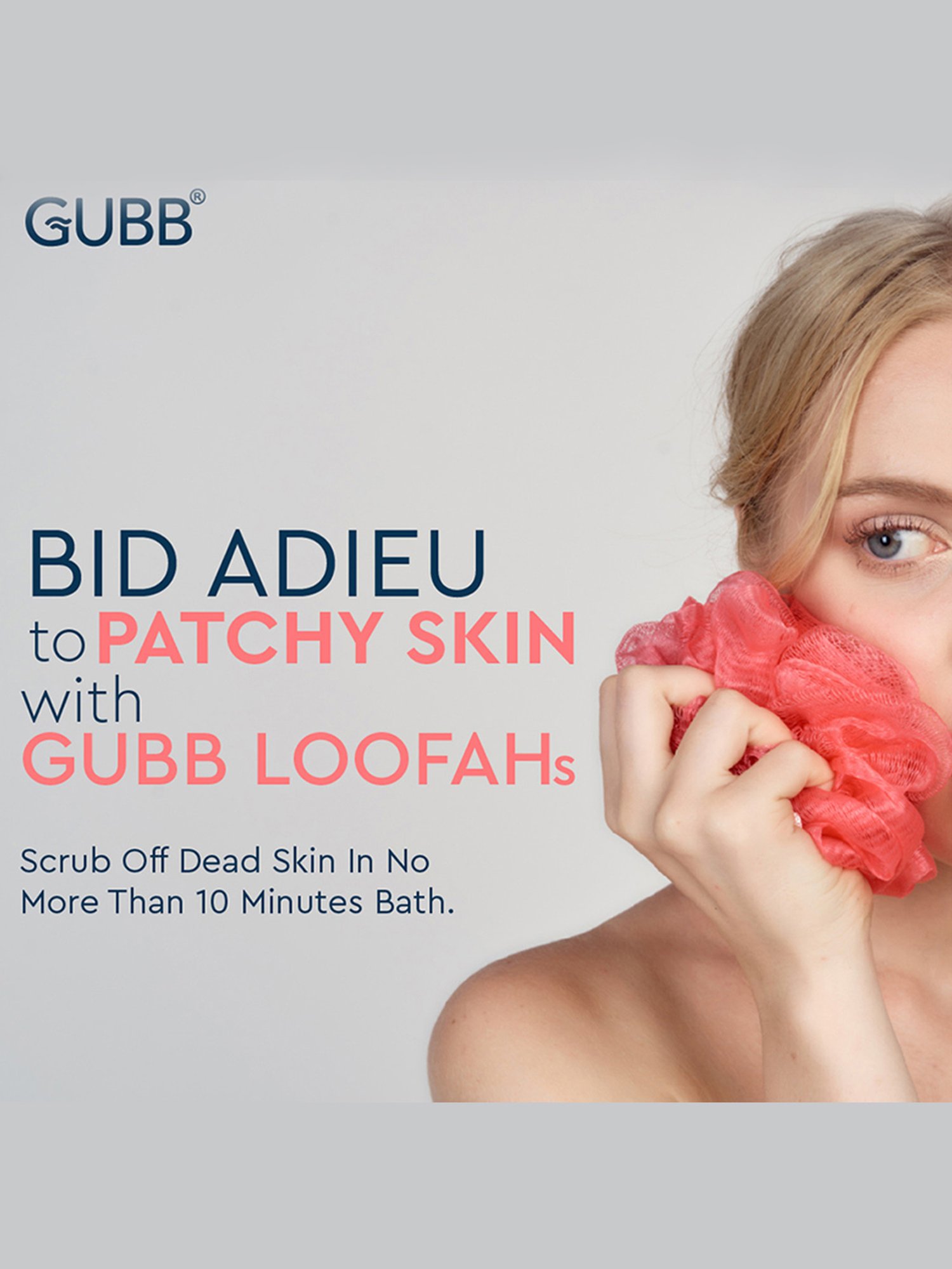 GUBB Luxe Sponge Round Loofah, Bathing Scrubber for Body - Pebble