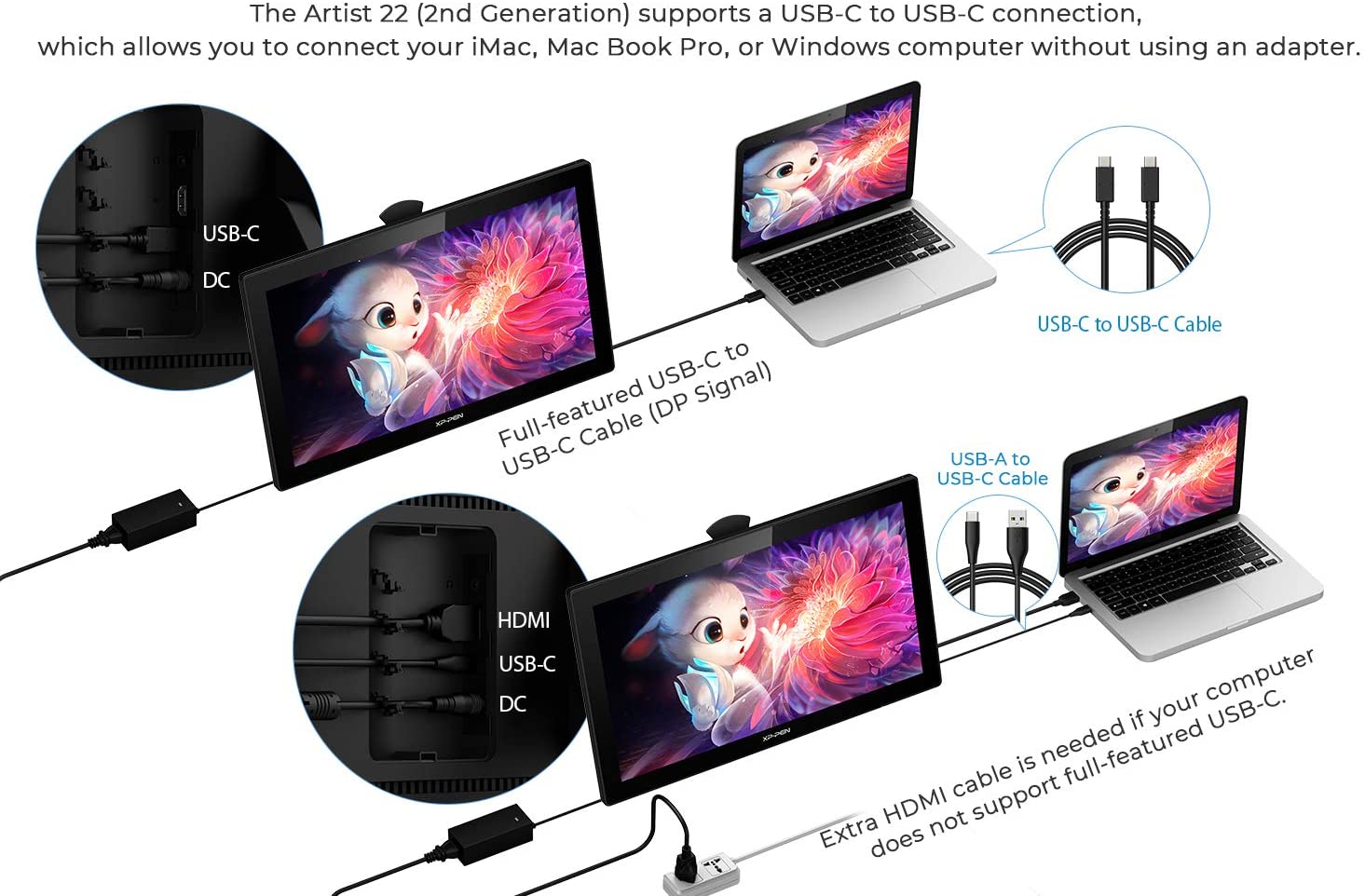 XP-PEN Artist 22 (2nd Generation) Drawing Monitor Digital Drawing Tablet with Screen 21.5 Inch Graphics Display