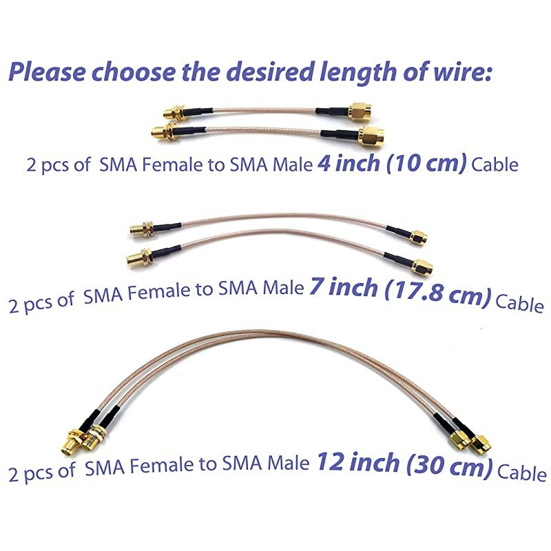 of 2 RF RG316 SMA Male to SMA Female Nut Bulkhead Crimp Antenna Low Loss Coaxial Cable 12 inch 30 cm