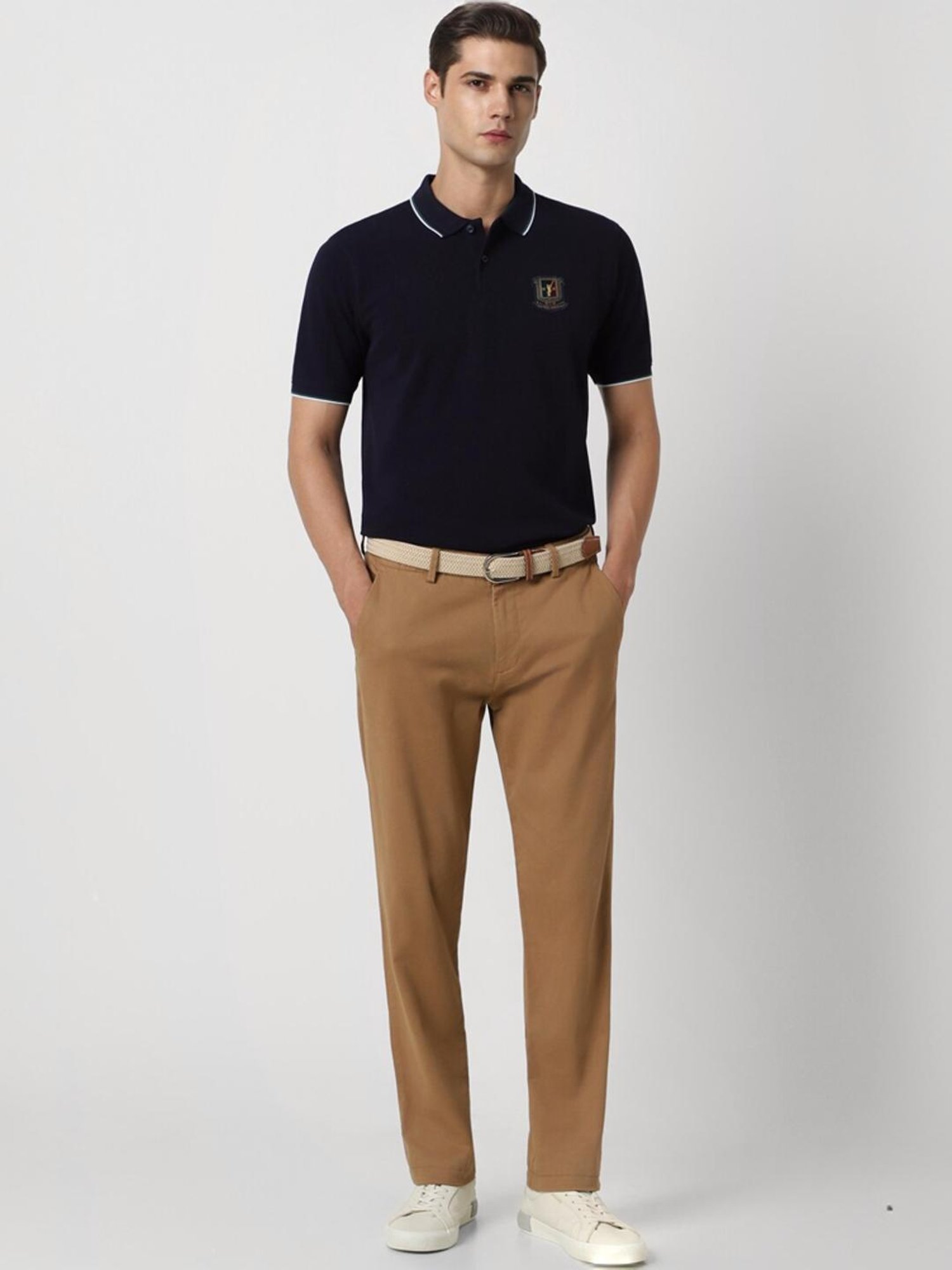 Peter England Navy Regular Fit Polo T-Shirt