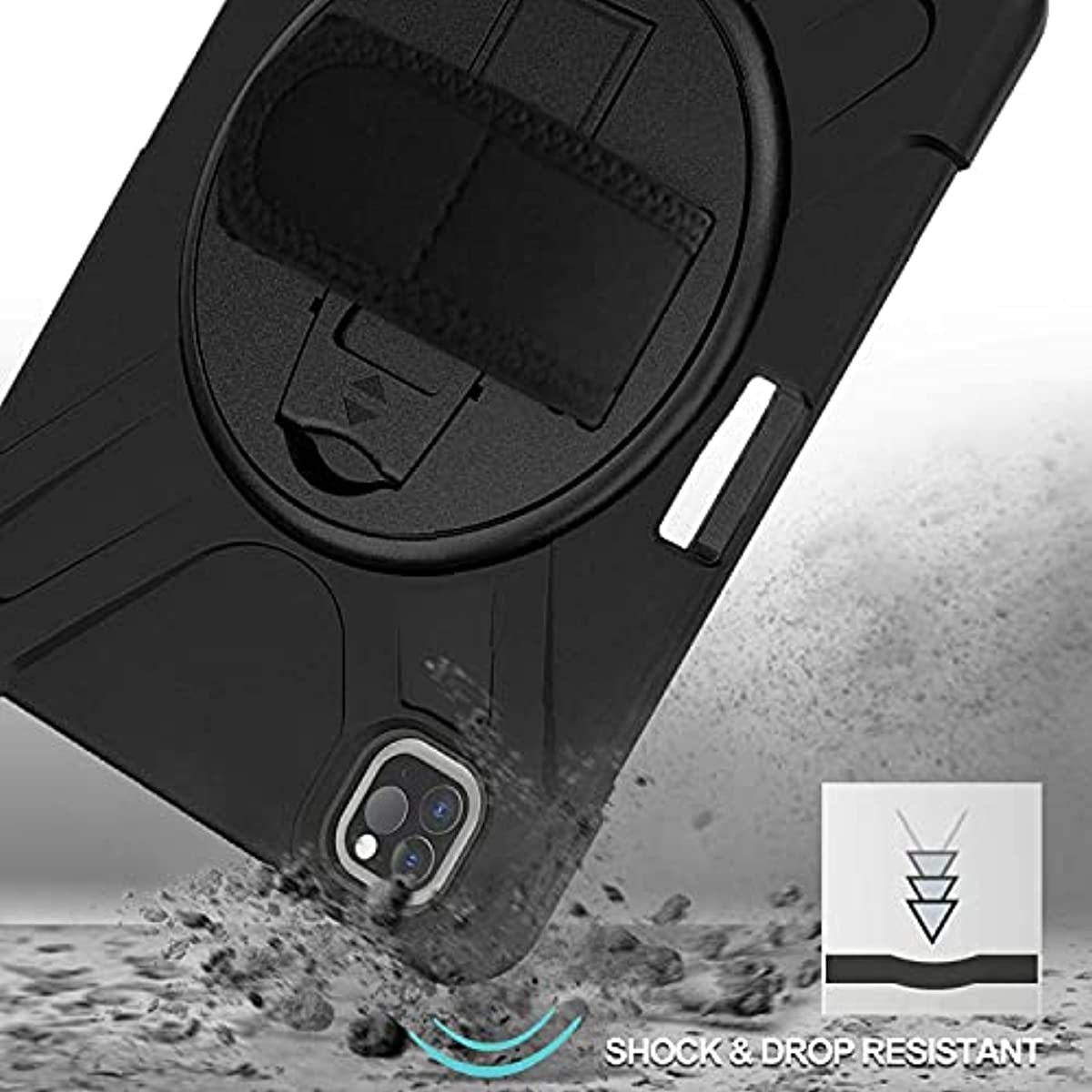 ProCase Black iPad Pro 11 Rugged Heavy Duty Case 2nd Gen 2020 / 1st Gen 2018 Bundle with [4 Pack] Screen Cleaning Pad Cloth Wipes