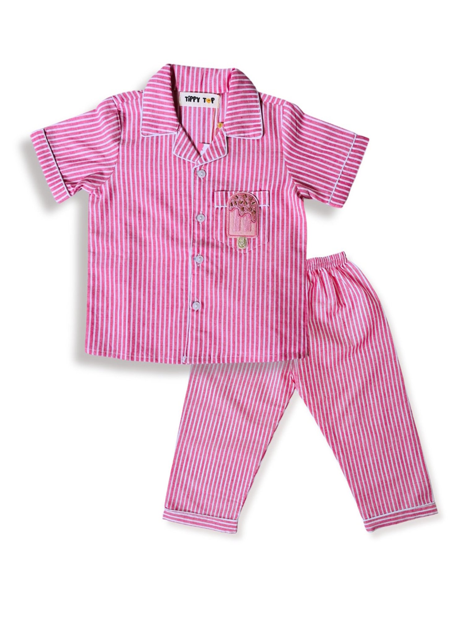 Tippy Top Girls Pink Striped Shirt with Pants