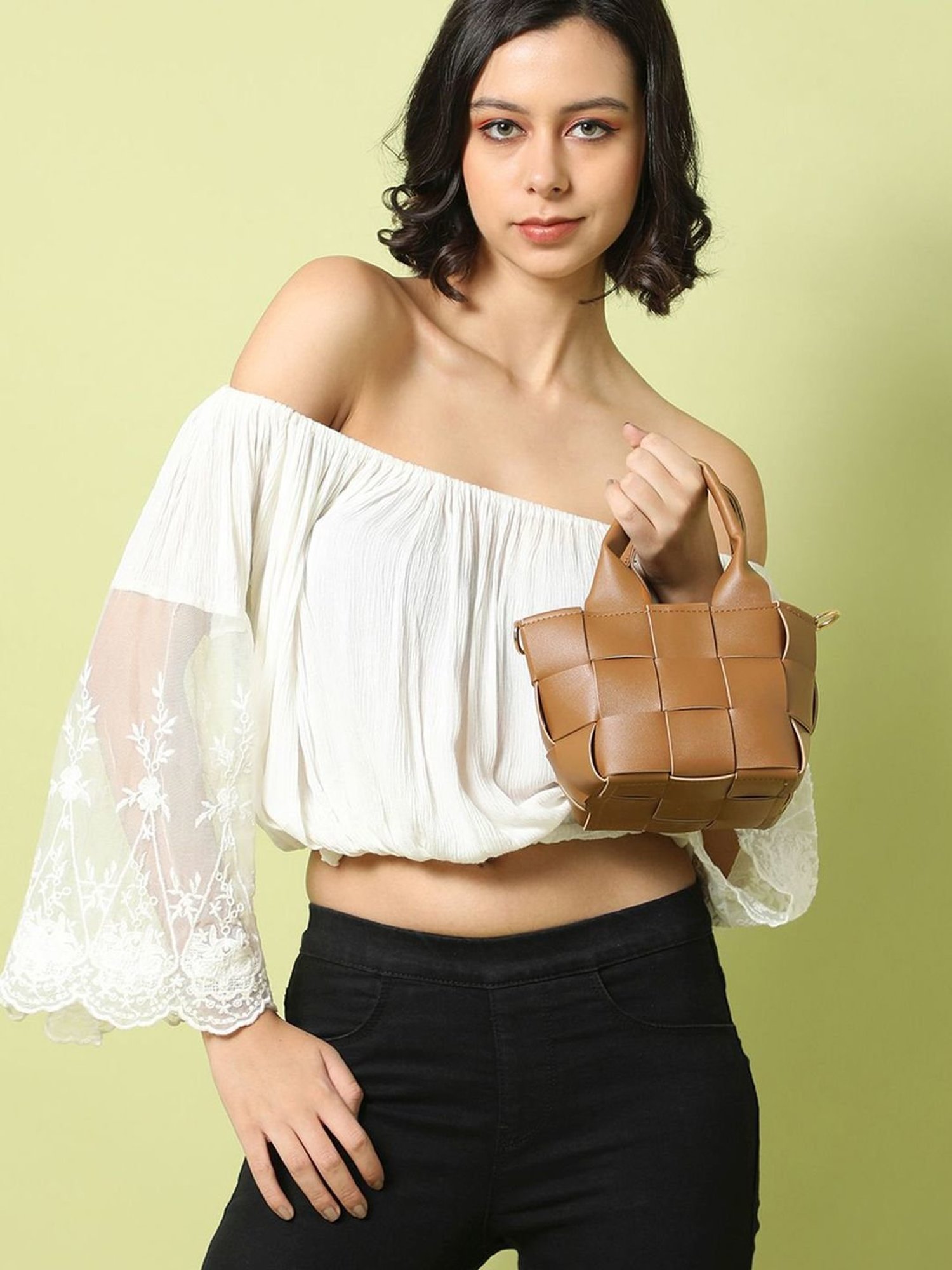 HauteSauce Brown Textured Small Handbag