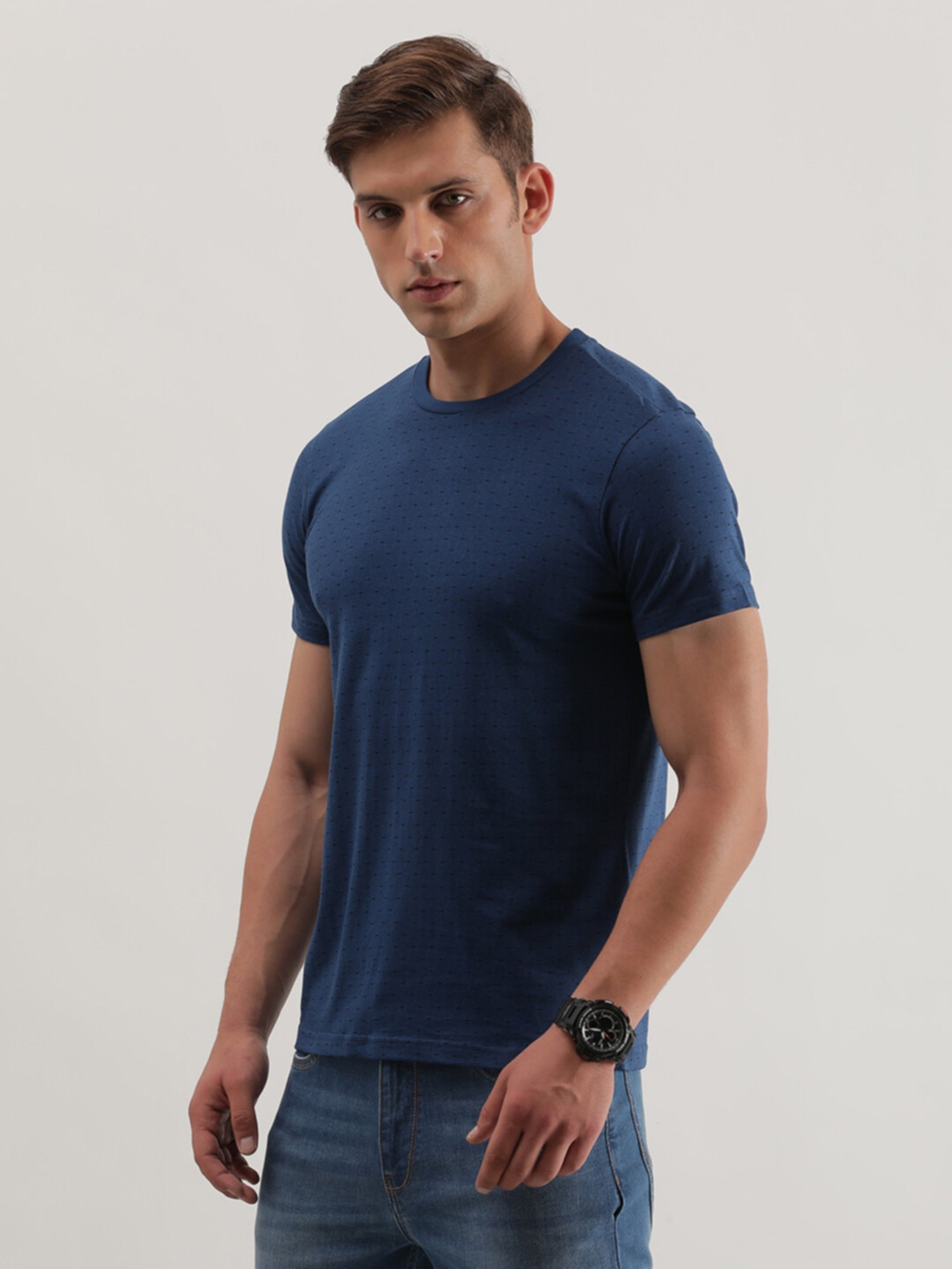 Lee Navy Slim Fit Printed Crew T-Shirt