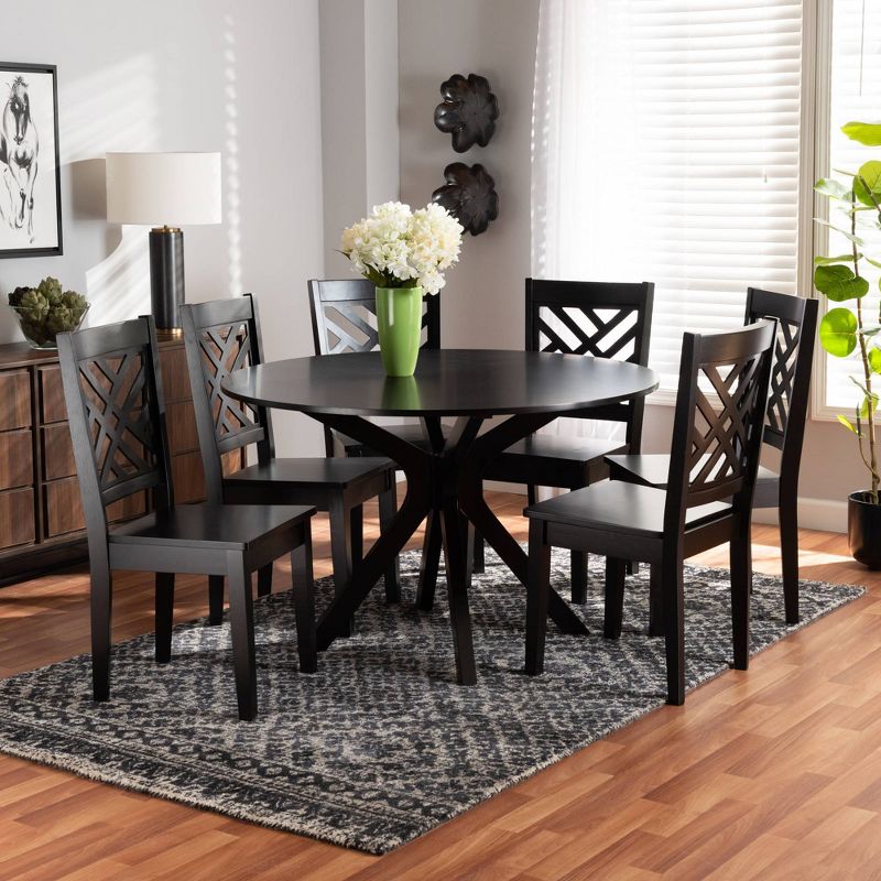 3pc Sanford Tan Wood Dining Nook Set Walnut Brown - Baxton Studio