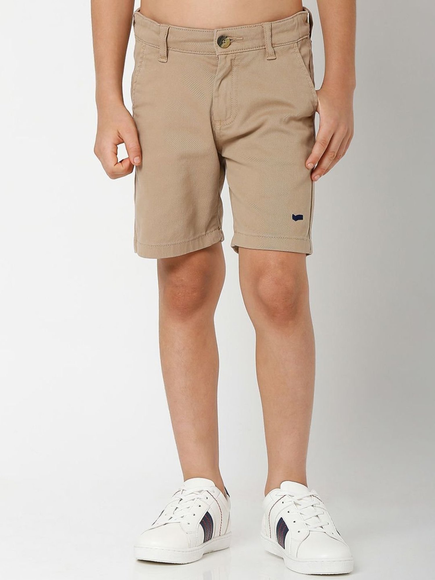 Gas Kids Beige Cotton Slim Fit Shorts