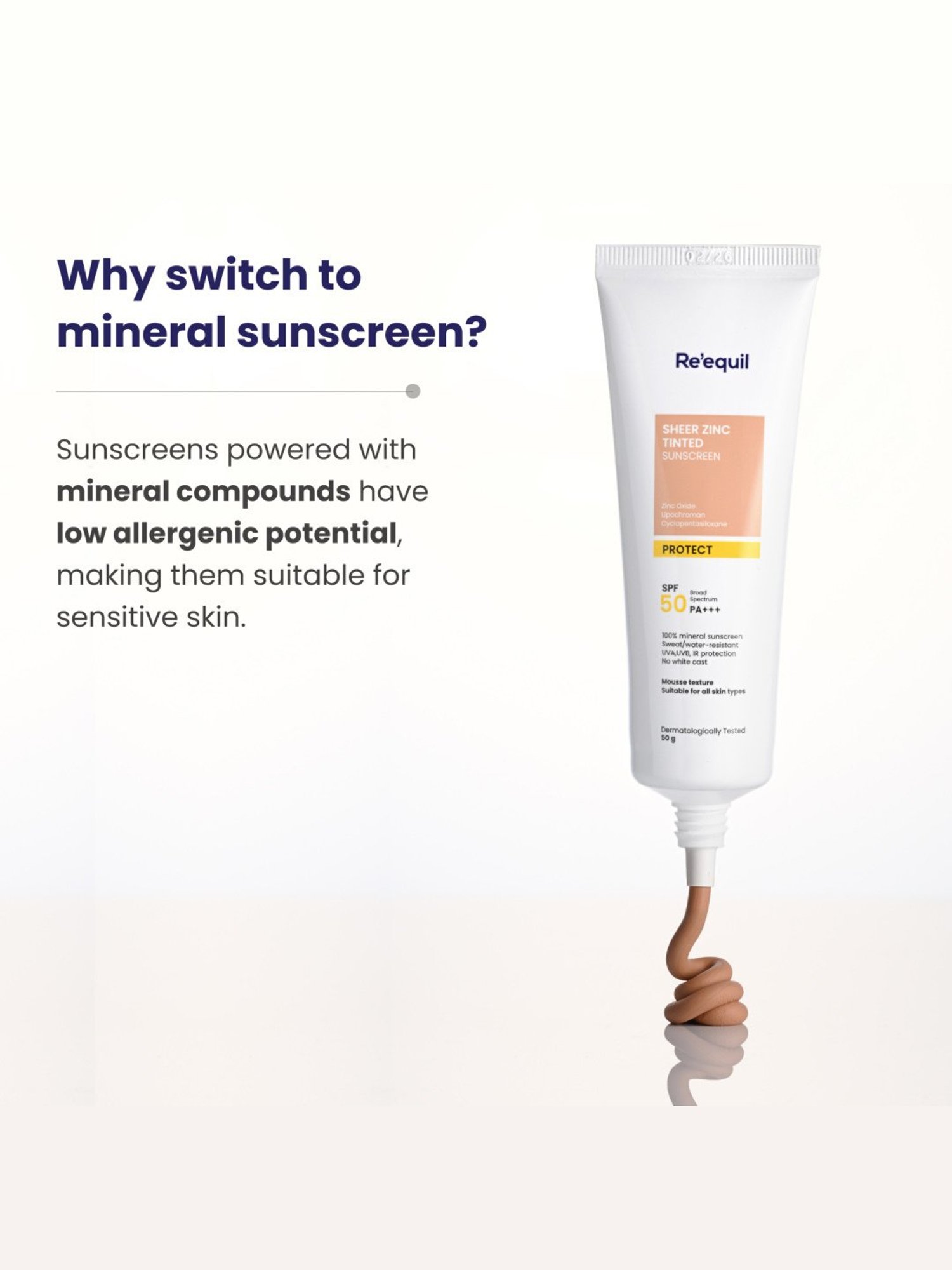 Re'equil Sheer Zinc Tinted Mineral Sunscreen SPF 50 - 50 gm