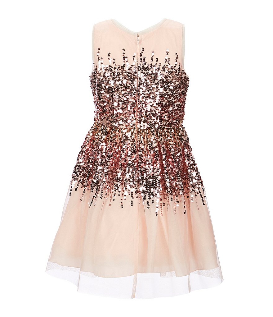 Poppies and Roses Big Girls 7-16 Ombre Glitter-Accented Fit-And-Flare Dress