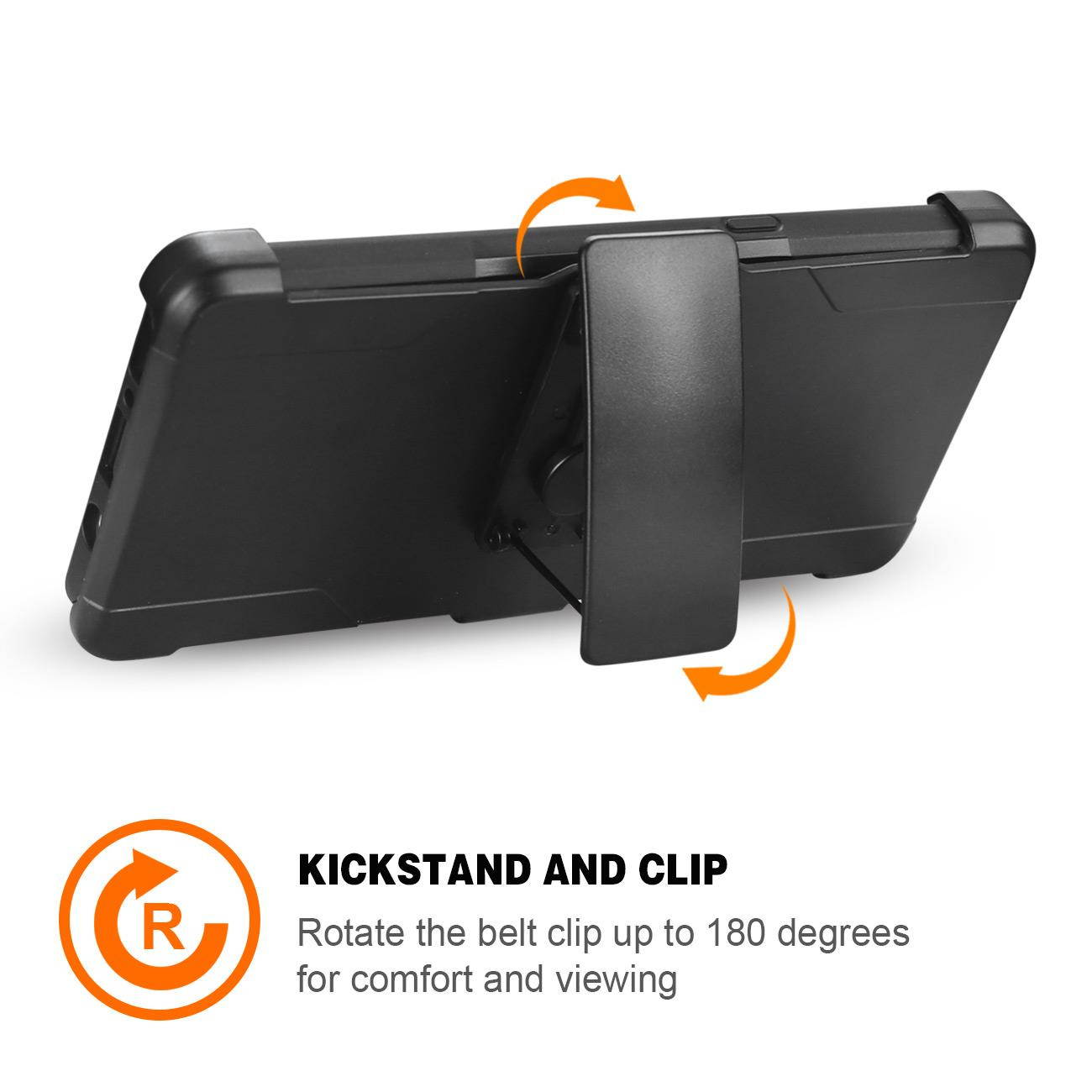 Reiko  3-in-1 Hybrid Heavy Duty Holster Combo Case Compatible with Samsung Note 8 In Black