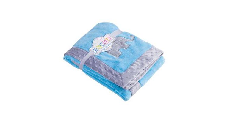 Bacati - Elephants Aqua/grey Embroidered Blanket