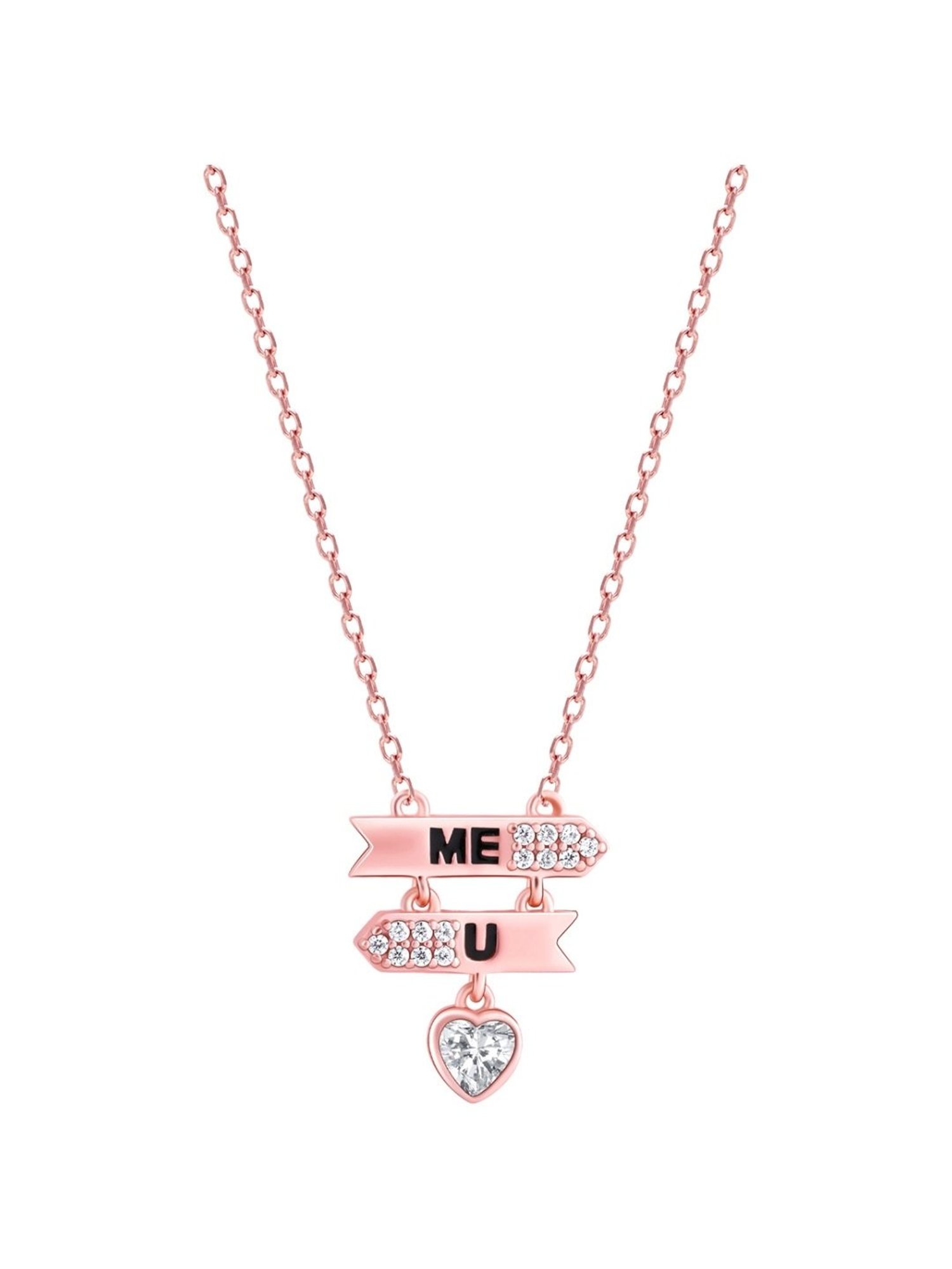 GIVA Love is Everywhere 92.5 Sterling Silver Enamel You and Me Rose Gold Necklace