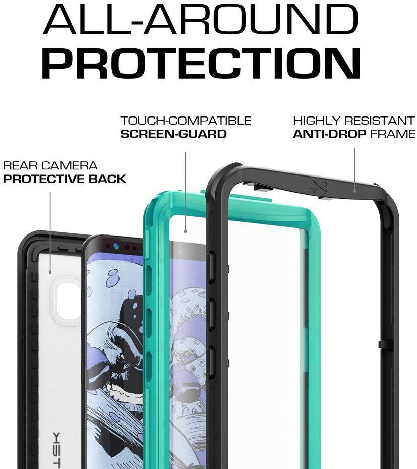 Ghostek Nautical Galaxy S8 Plus Waterproof Case with Screen Protector Extreme Rugged Heavy Duty Protection Full Body Sealed Shell Underwater Shockproof for 2017 Galaxy S8 Plus (6.2 Inch) - (Black)