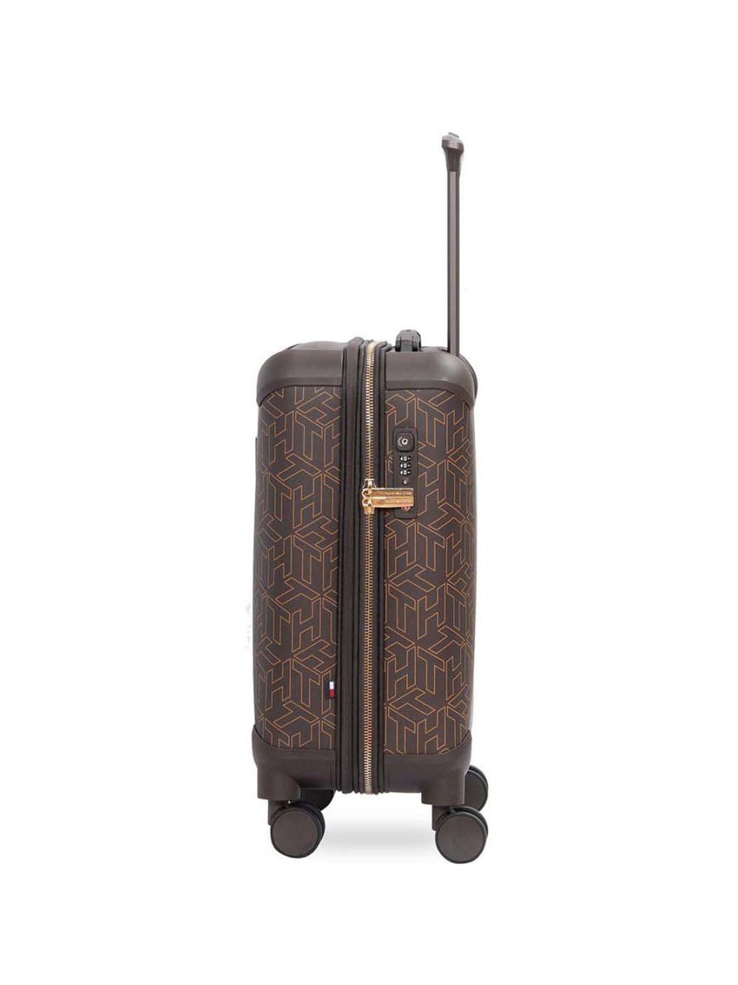 TOMMY HILFIGER Jazz Brown 8 Wheels Small Hard Cabin Trolley Bag