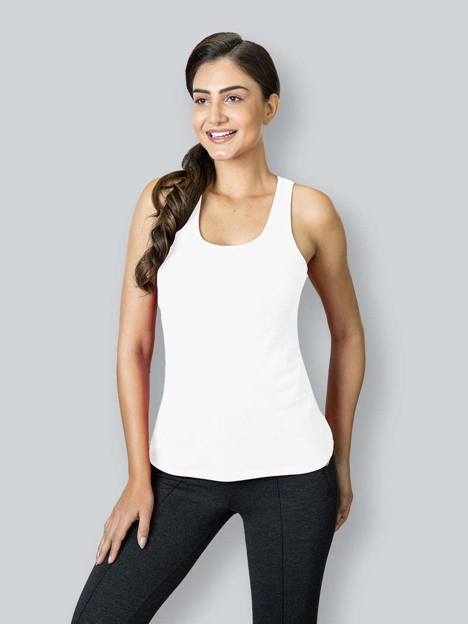 Superstar by Westside White Ribbed Cotton Blend Tank Top