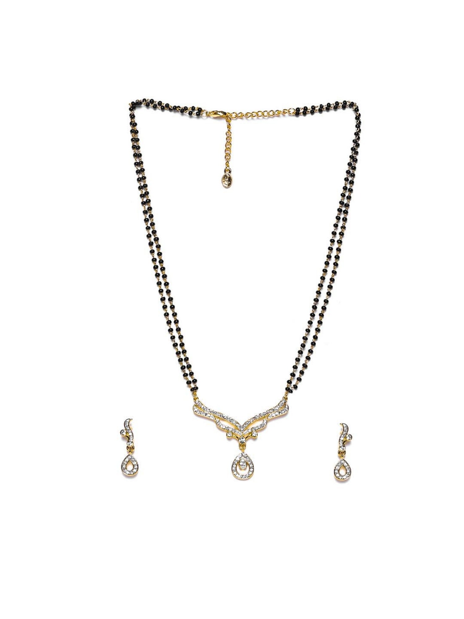 Estele Gold-Plated Adorn Drop Mangalsutra Necklace Set for Women