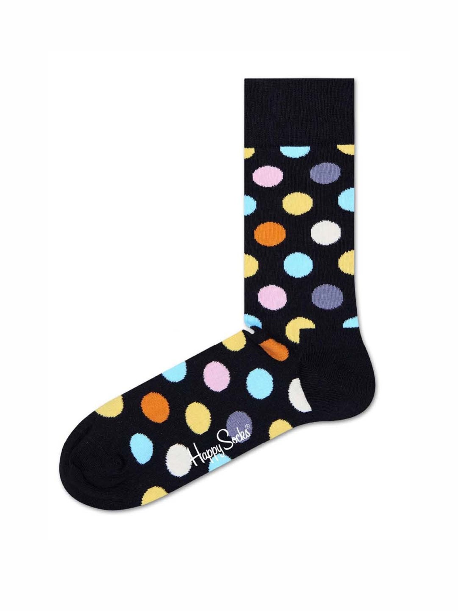 Happy Socks Big Dot Black Cotton Printed Socks (36-40)