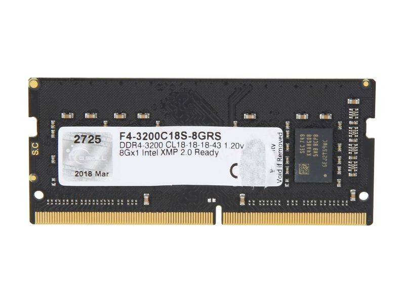 G.SKILL Ripjaws SO-DIMM 8GB 260-Pin DDR4 SO-DIMM DDR4 3200 (PC4 25600) Laptop Memory Model F4-3200C18S-8GRS