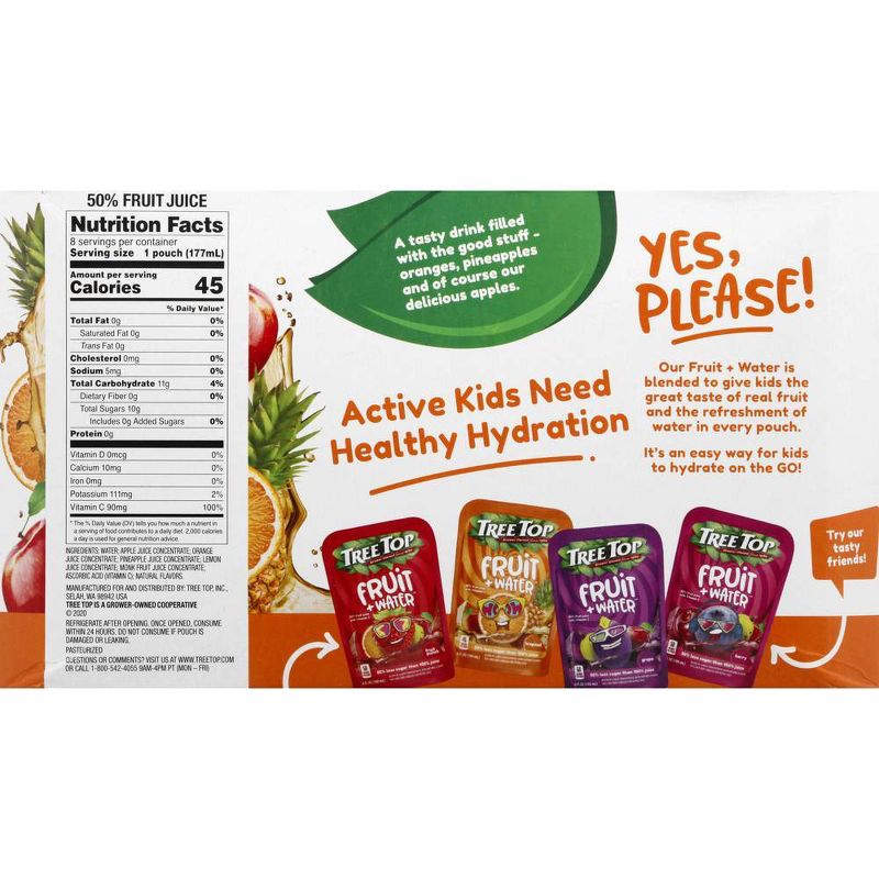 Tree Top Fruit + Water Tropical - 8pk/6 fl oz Pouches