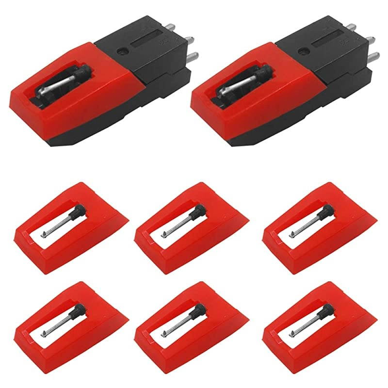 Set of 10 Vinyl Record Player Turntable Cartridge With Universal Replacement Stylus Needles  2pcs Turntable Record Player Cartridge 8pcs Needle Stylus for LP Phonograph Record Player