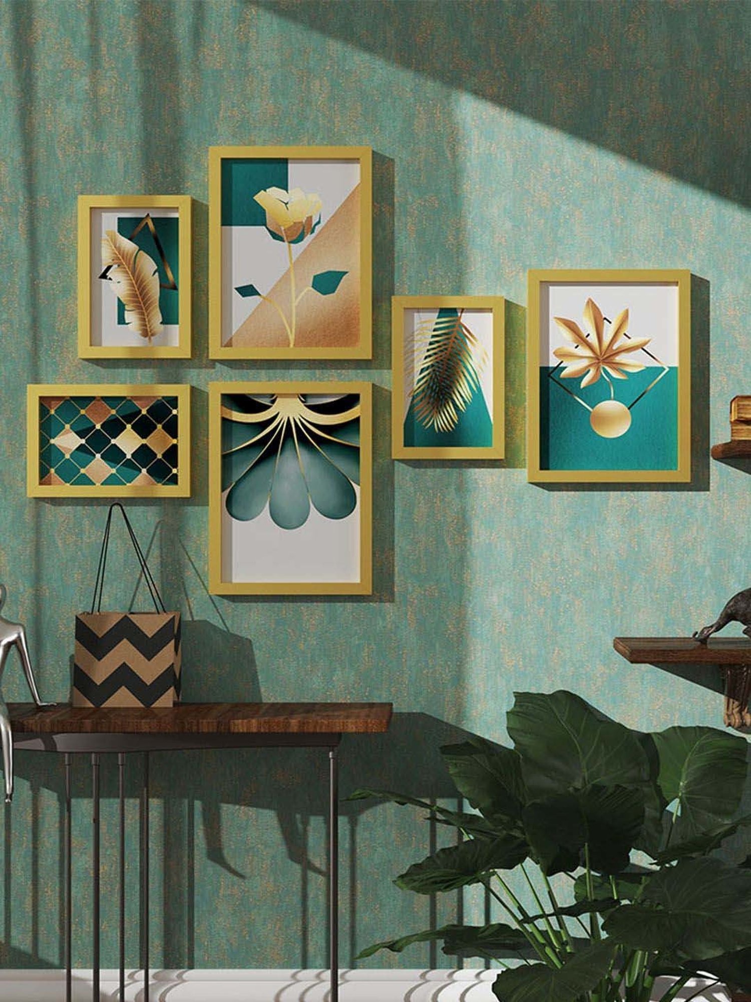 Art Street Contemporary Baroque Multicolor Wood Framed Wall Painting - Set of 6