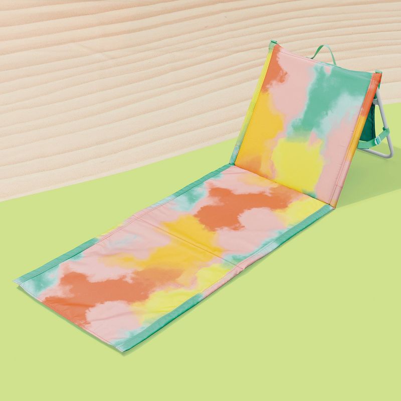 Folding Portable Beach Lounger - Blue Tie Dye - Sun Squad™