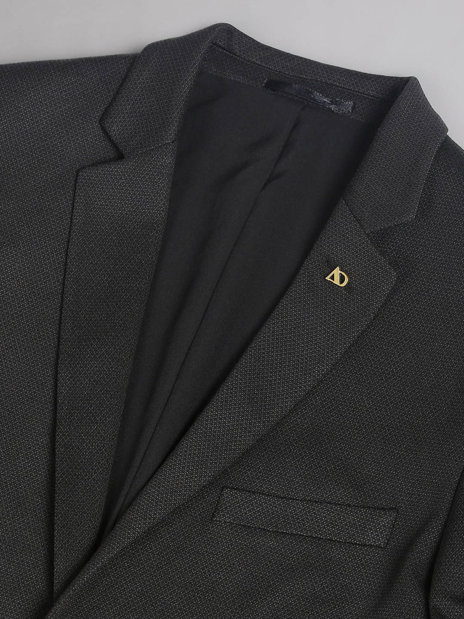 AD by Arvind Black Slim Fit Self Design Blazer