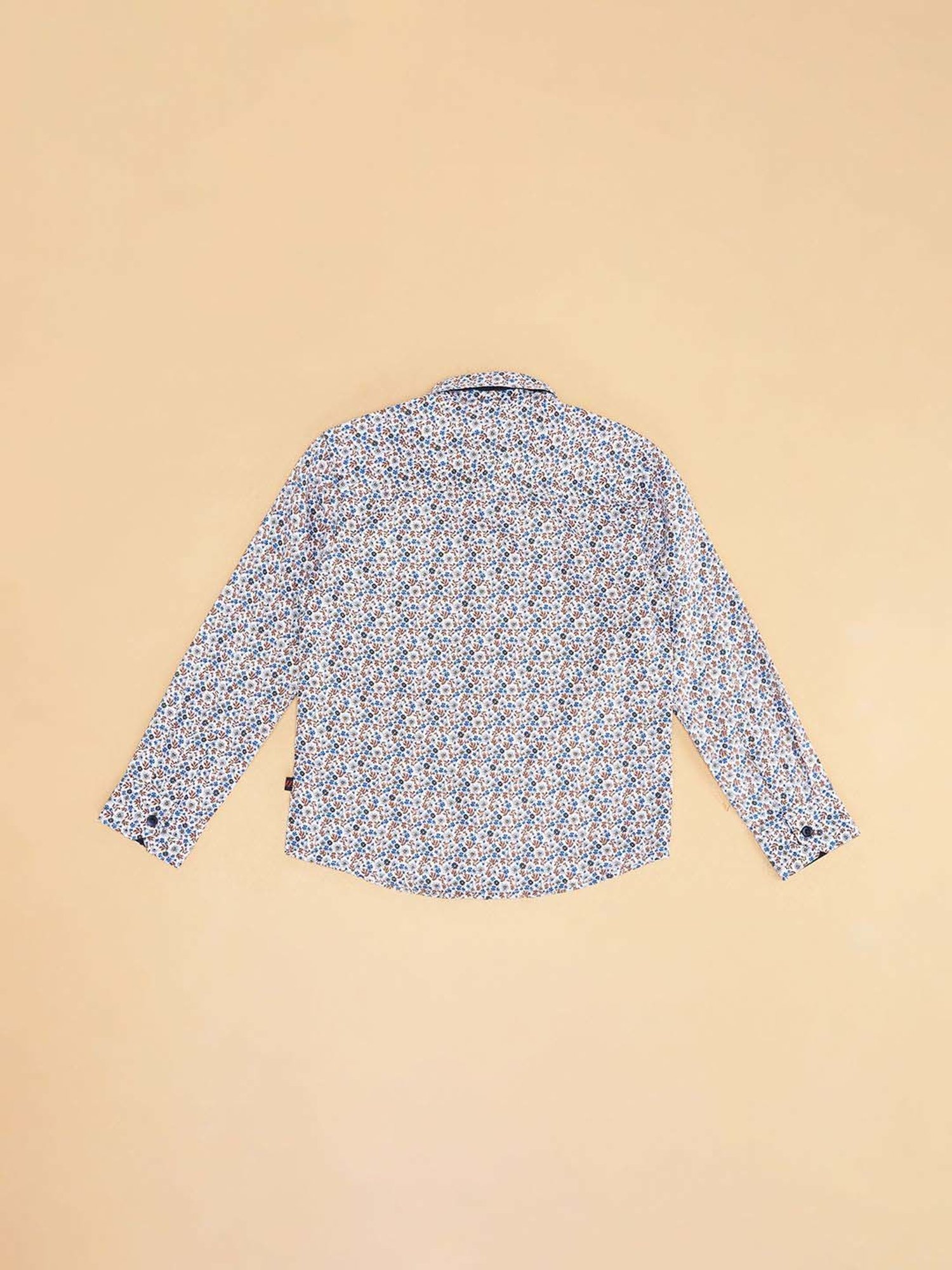 Pantaloons Junior Kids White & Blue Cotton Floral Print Full Sleeves Shirt