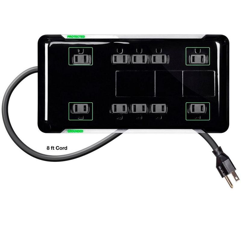 C2G 6-Outlet Surge Suppressor with (3) 1ft Outlet Saver Power Extension Cords - Receptacles: 6 x NEMA 5-15R - 270J