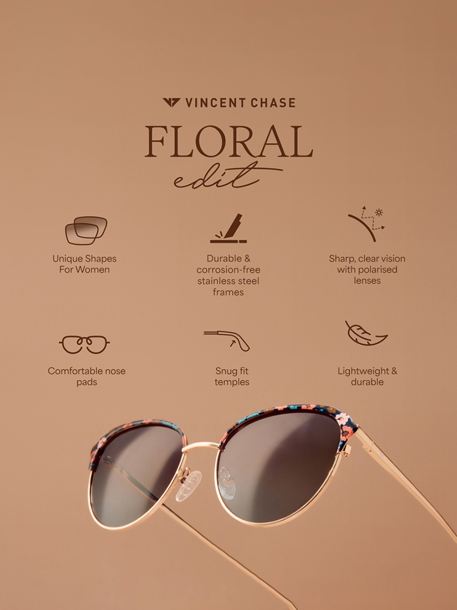 Vincent Chase Yellow Cat Eye Polarised and UV Protected Lens sunglasses For Women