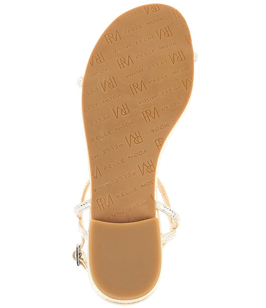 Pelle Moda Barber Metallic Suede Crystal Embellished Dress Sandals