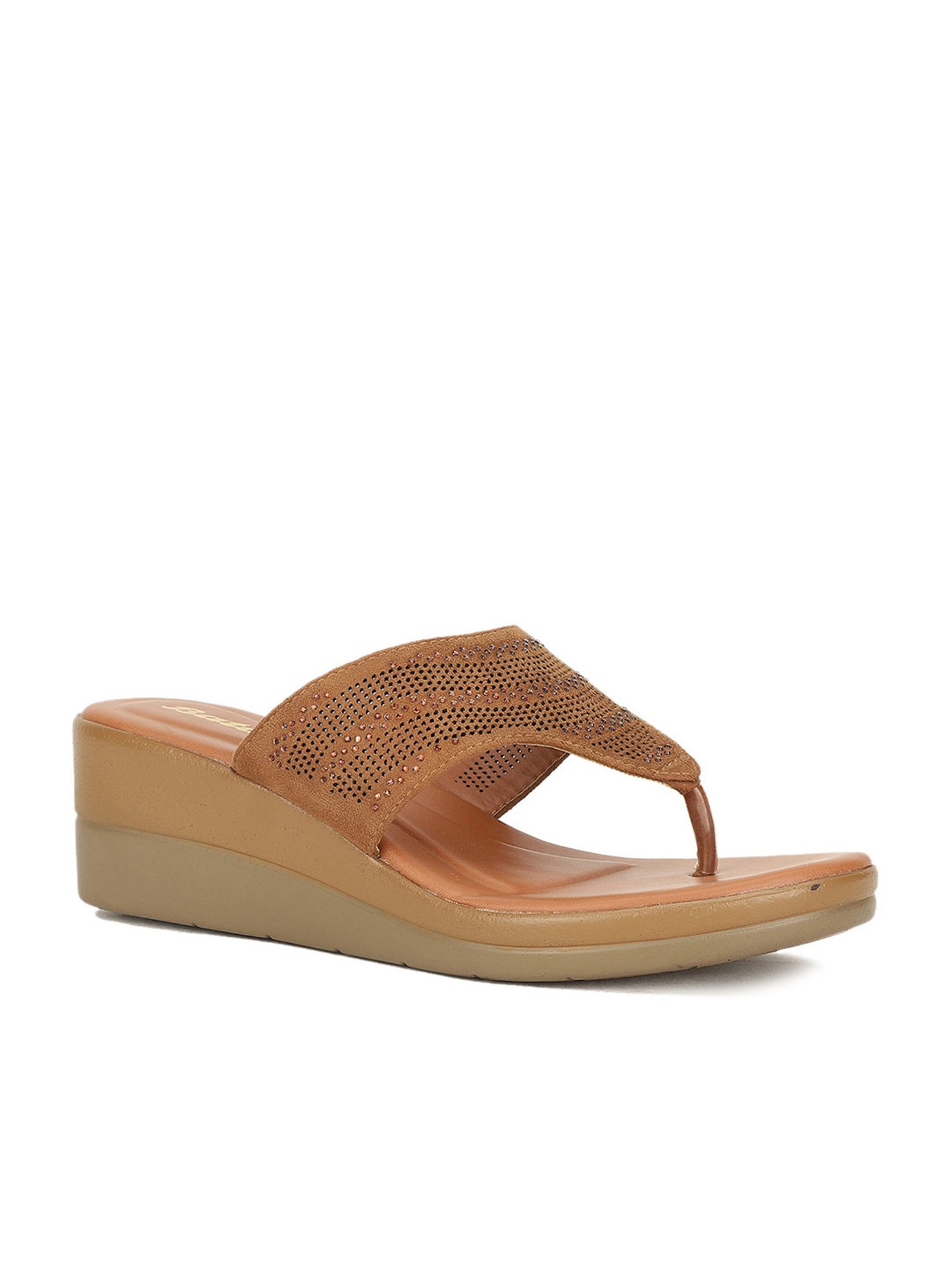 Bata Women's Tan Thong Wedges