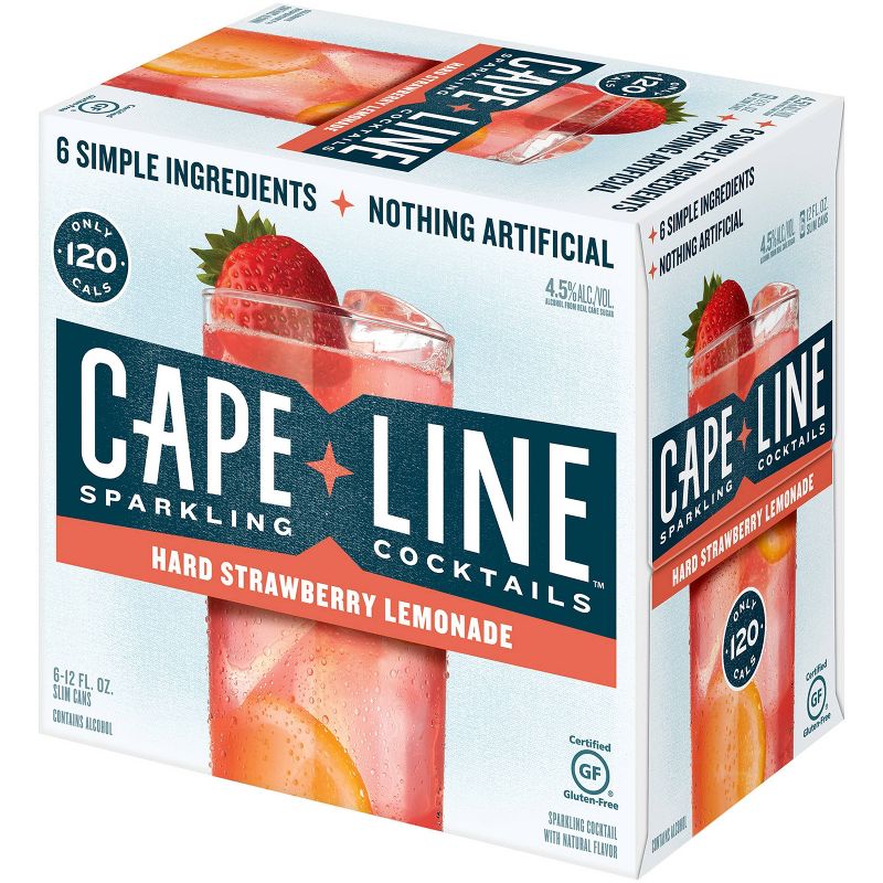 Cape Line Hard Strawberry Lemonade Sparkling Cocktails - 6pk/12 fl oz Slim Cans