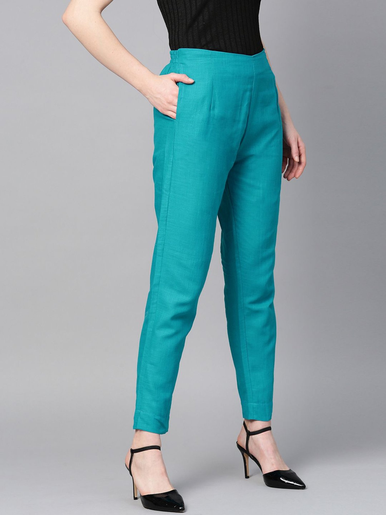 Sringam Turquoise Cotton Pants