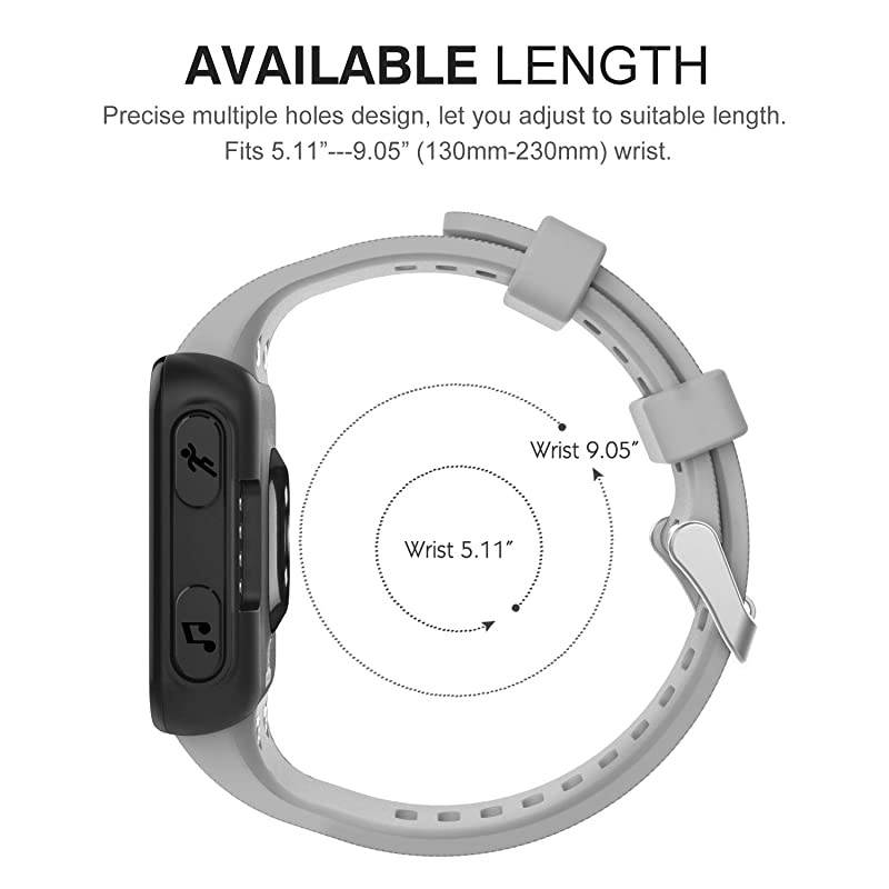 Compatible with Forerunner 35 Watch Band Soft Silicone Replacement Watch Band Sport Bracelet Strap with 6pcs Screws and 2pcs Screwdrivers for Forerunner 35 GPS Running Smart Watch Gray