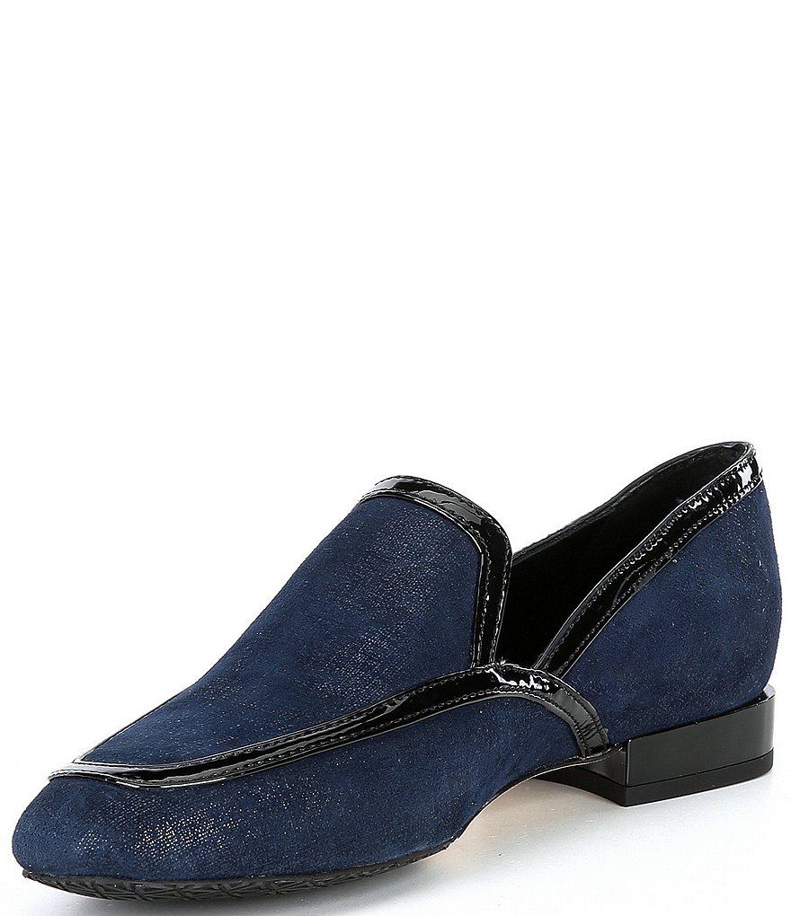 Donald Pliner Rezza Distressed Metallic Leather Moc Toe Loafers