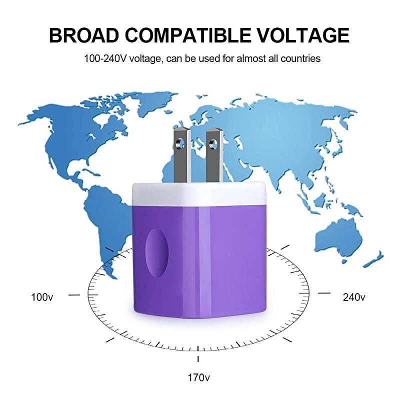 USB Wall Charger,  5 Pack Dual Port Quick Charging Power Adapter 2.1A Cube Plug Block Compatible iPhone X/8/7/7 Plus/6S/6 Plus/5, Samsung Galaxy S9 S8 S7 S6 Edge, HTC, Nexus, Moto, Google Pixel