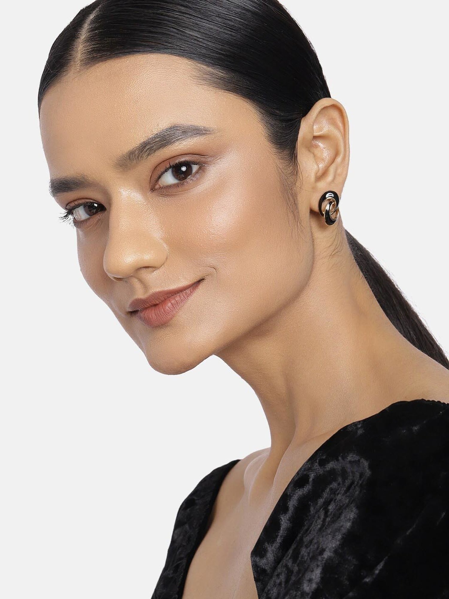 Estele Gold-Plated Round Inter-Twined Studs for Women