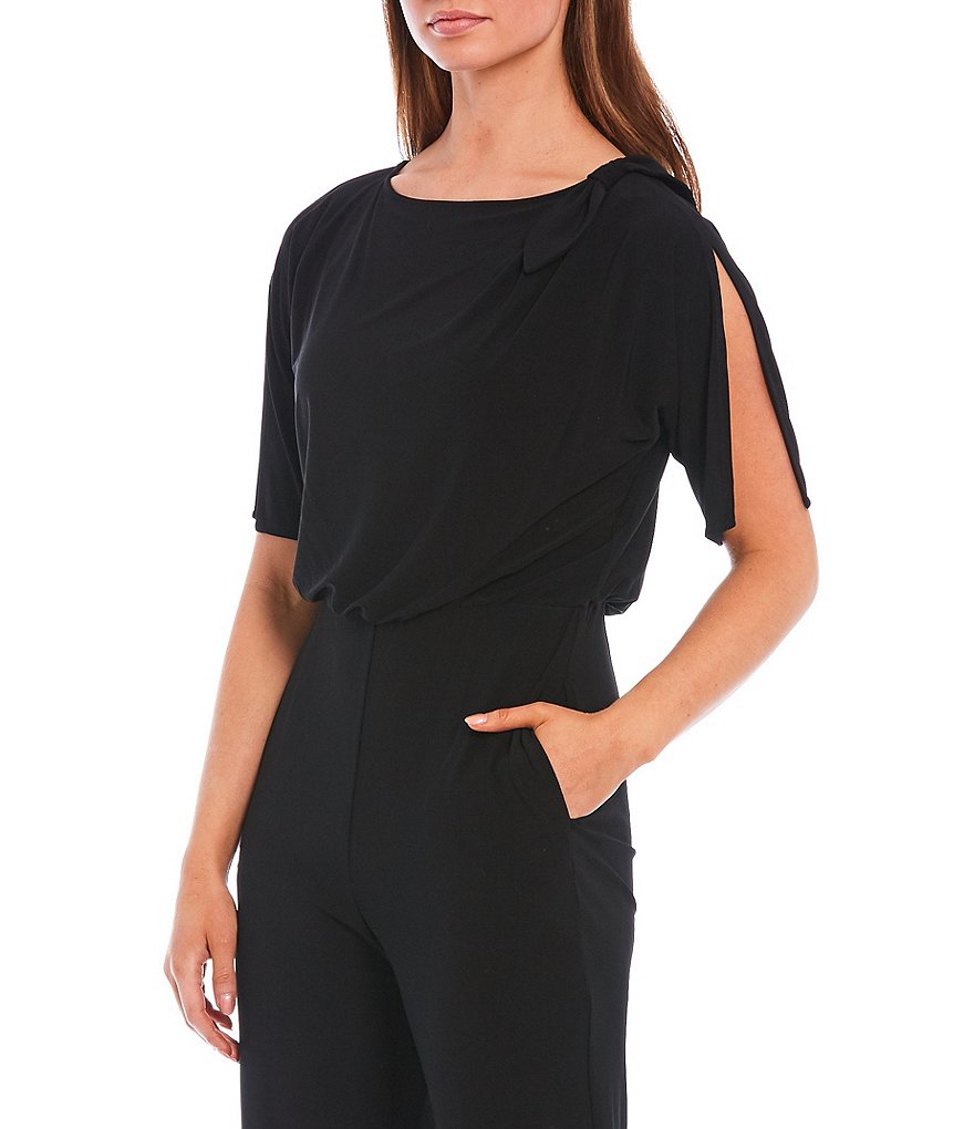 Vince Camuto Short Sleeve Tie Shoulder Blouson Jumpsuit